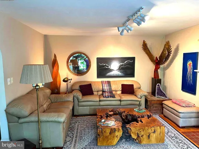 a view of a yard with large trees