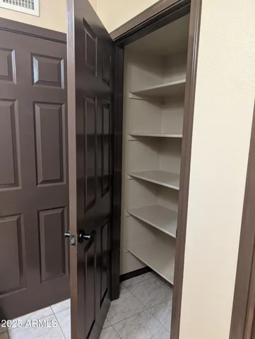 an empty room with closet