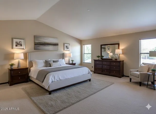 a bedroom with a bed and window with window