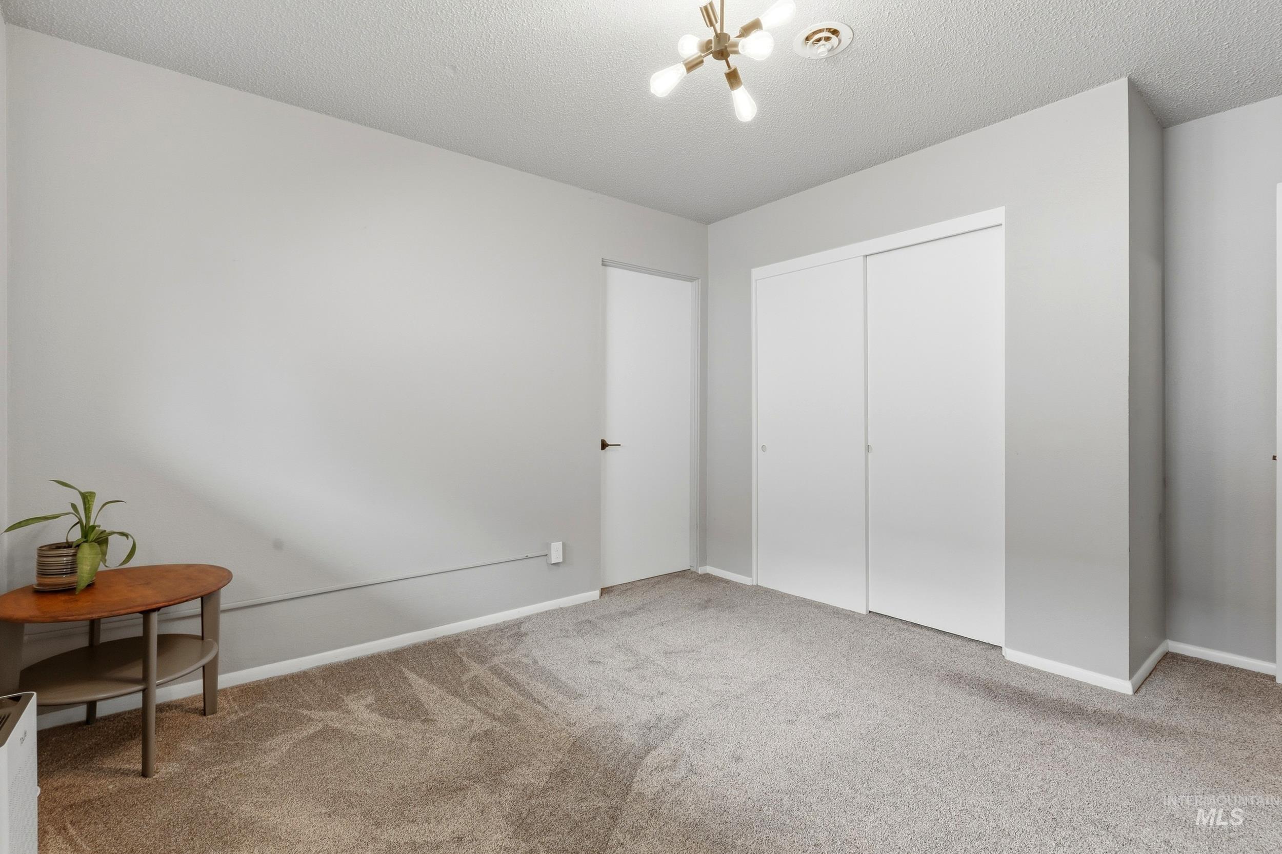 1803 14th Street Lewiston, ID 83501 - Photo 19 of 27 Neutral wall color, wall-to-wall carpeting, modern ceiling light fixture, and white sliding closet doors