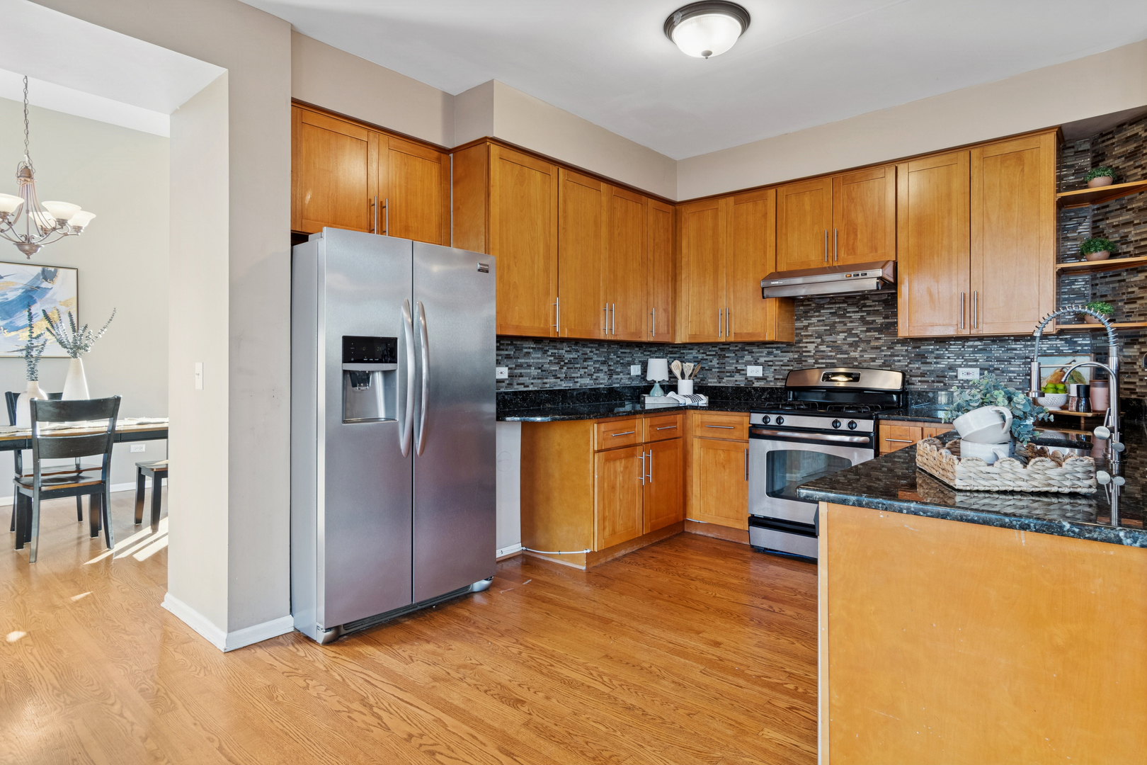 206 Sparrow Lane Bolingbrook, IL 60490 - Photo 5 of 22 a kitchen with stainless steel appliances granite countertop a stove a sink and a refrigerator