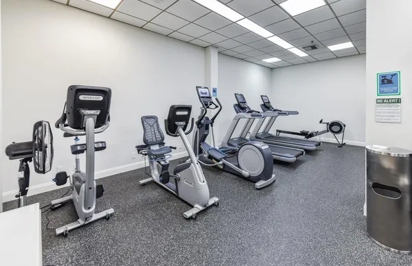 a view of a room with gym equipment