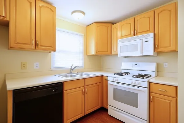 a kitchen with stainless steel appliances granite countertop a sink stove and cabinets