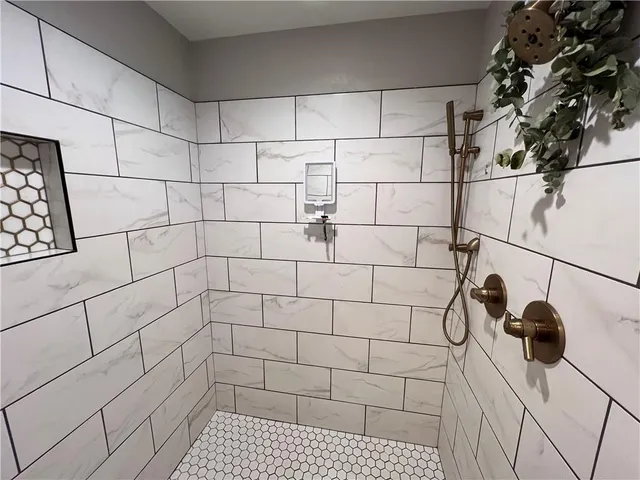 a bathroom with a shower