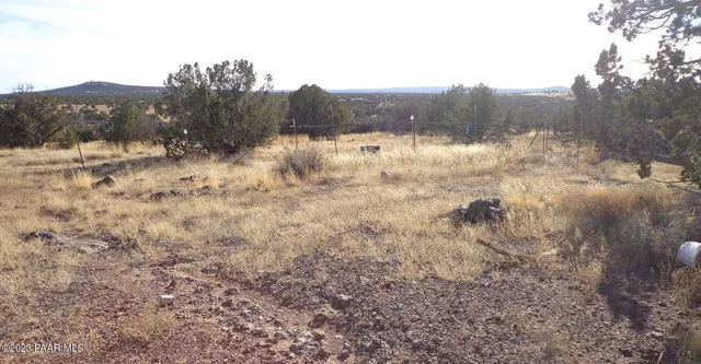 a view of a town with mountains in the background