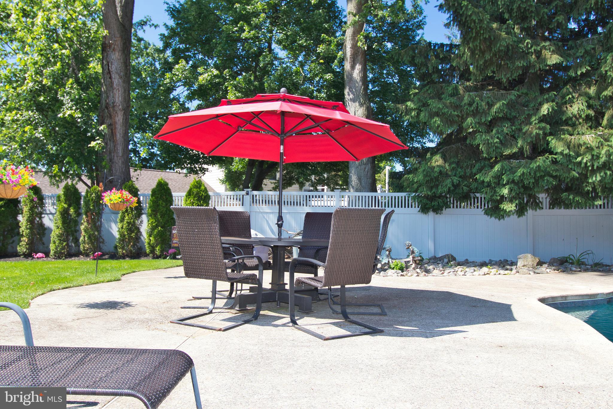 136 Washington Drive Warminster, PA 18974 - Photo 37 of 39 a view of patio with a table and chairs under an umbrella