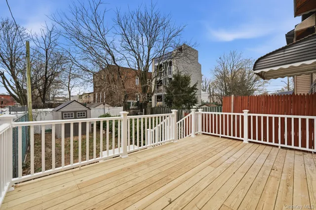 a view of a wooden roof deck