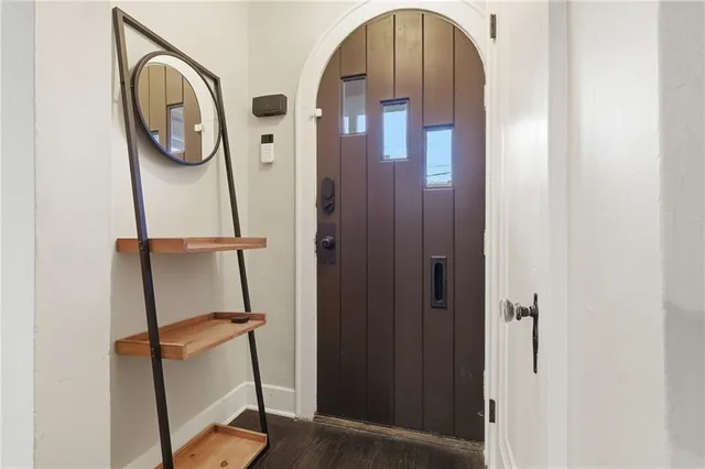 a front view of a house with door