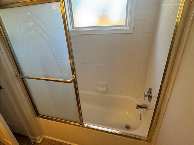 a bathroom with a bathtub