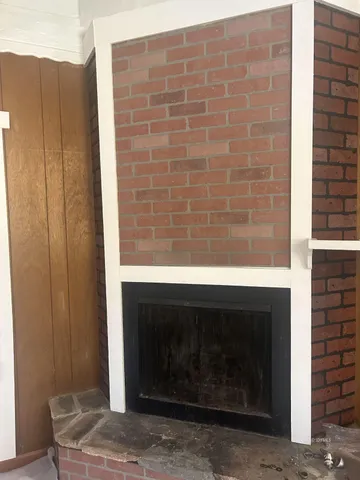 a closeup of a fireplace