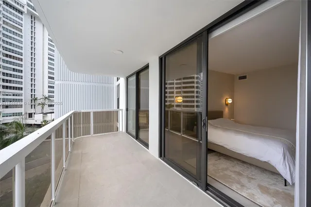 a view of a hallway with a couch