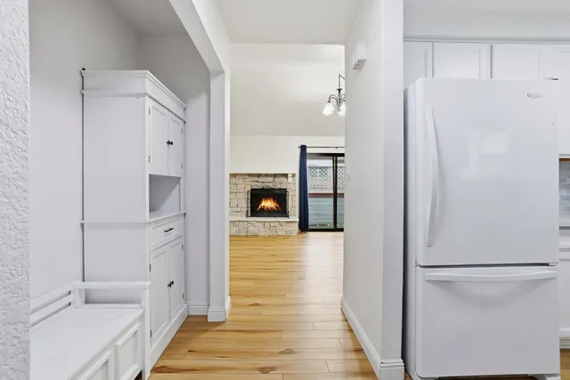 a bathroom with a tub and shower