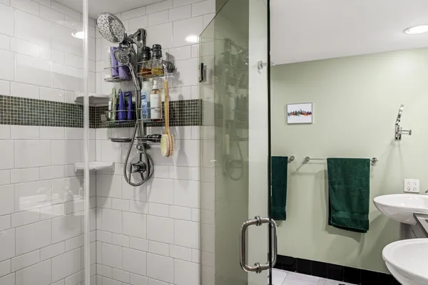 a bathroom with a shower