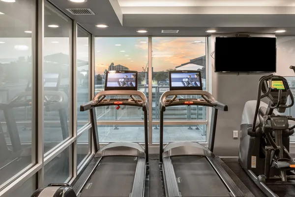 a view of a room with gym equipment
