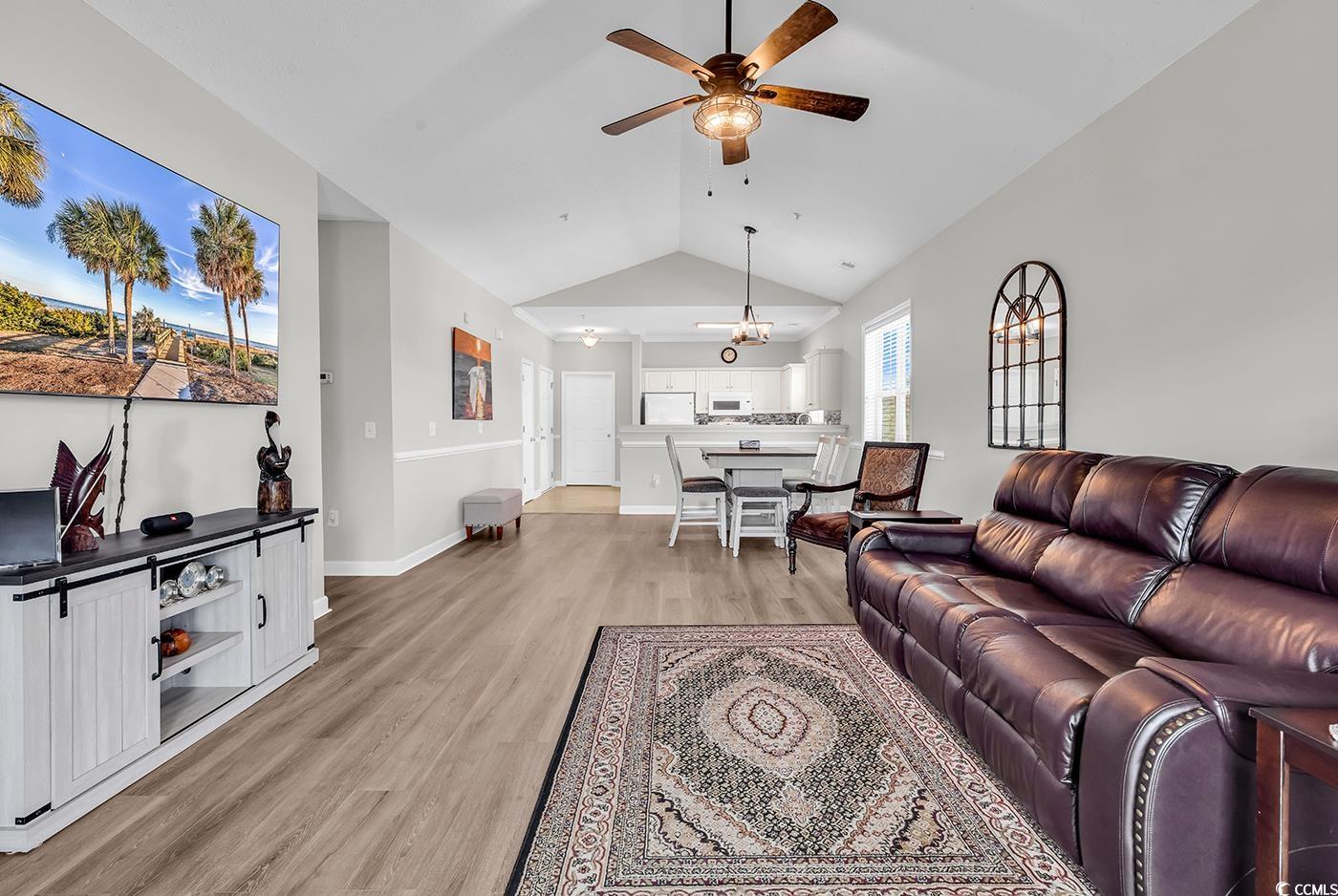 300 Kiskadee Loop, Unit K Conway, SC 29526 - Photo 10 of 40 Living room featuring ceiling fan, light wood-styl