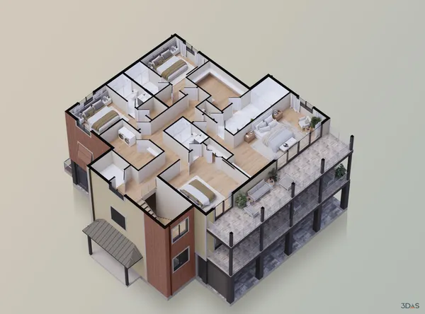 a bath room with a bed