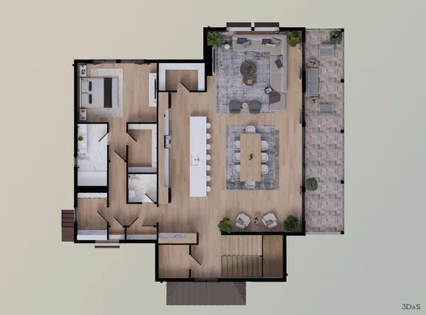 a living room with furniture