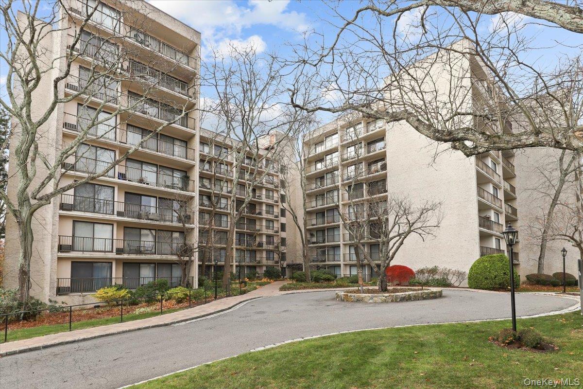 a view of a building with a street