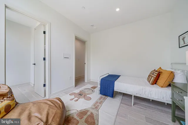 a view of a hallway with windows