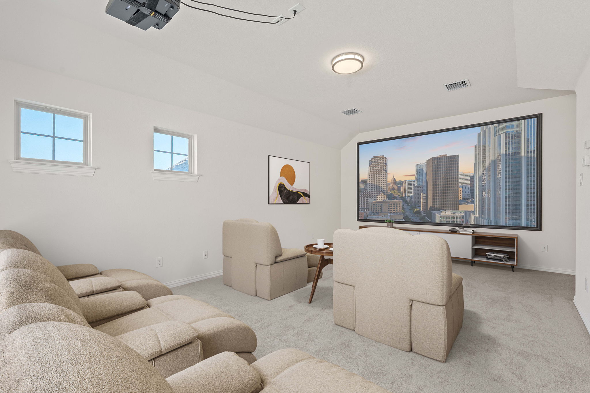 21100 Windmill Ranch Avenue Pflugerville, TX 78660 - Photo 9 of 29 Cinema featuring light carpet and baseboards