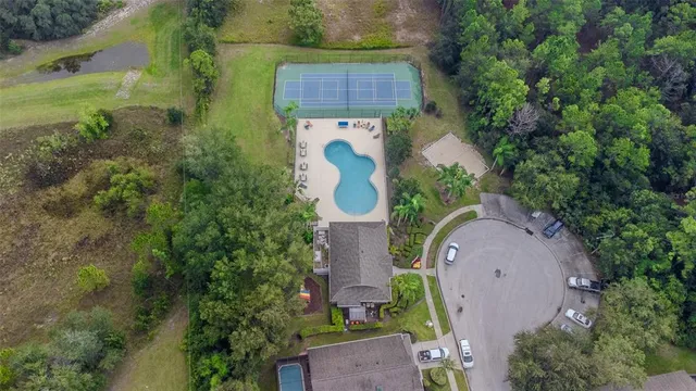 a view of an outdoor space and swimming pool