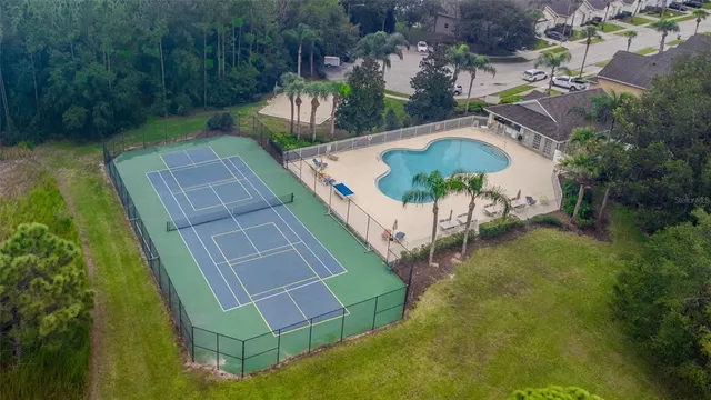 an aerial view of a house
