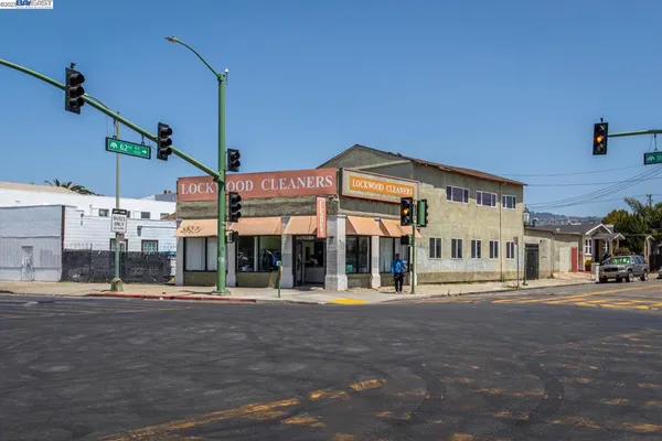 a front view of a building with street view