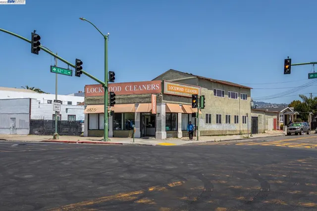 a front view of a building with street view