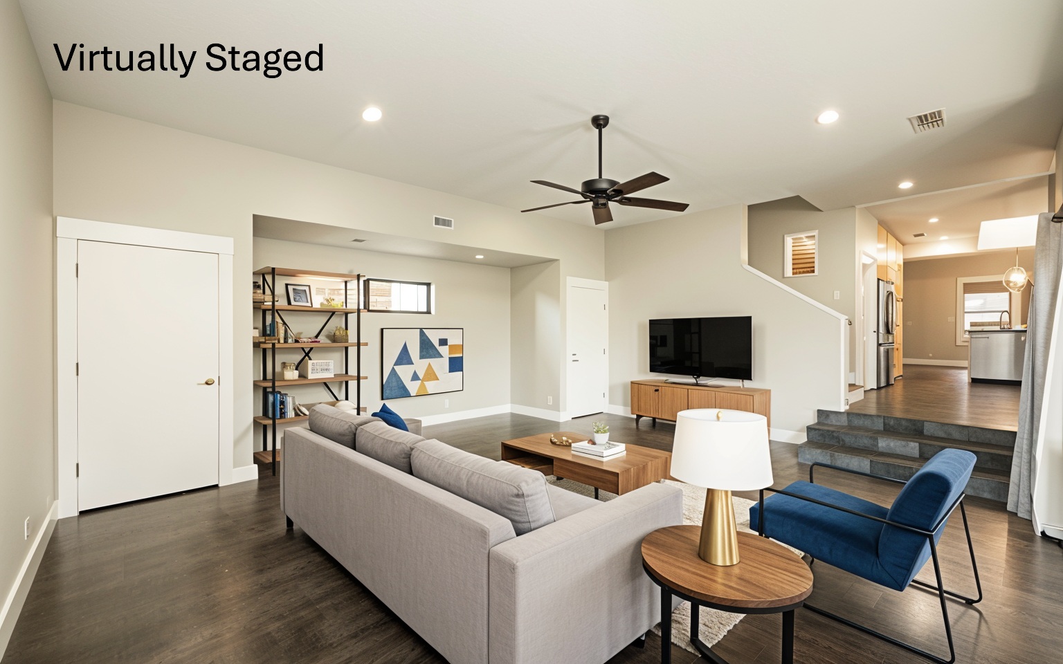 2103 Kinney Avenue Austin, TX 78704 - Photo 22 of 40 Spacious living area light neutral-toned walls, and a ceiling fan