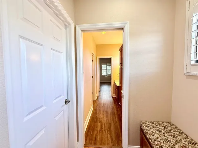 a view of a porch with a backyard