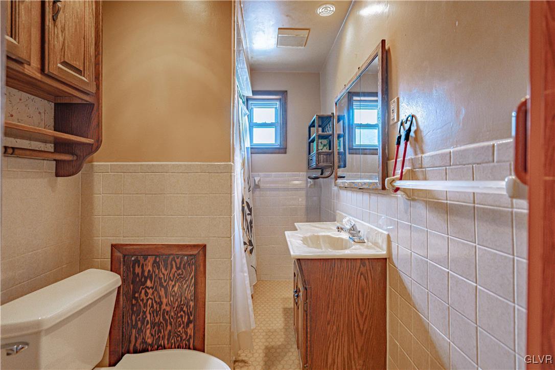 353 Hanover Street Bethlehem, PA 18018 - Photo 17 of 38 a bathroom with a sink a toilet and mirror