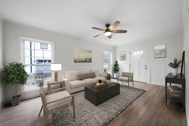 a living room with furniture
