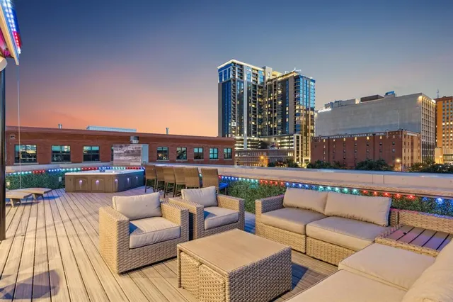 a view of a terrace with couches