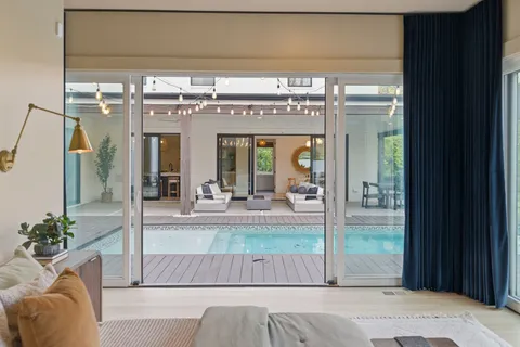 a view of a backyard with a garden