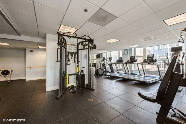 a view of a room with gym equipment