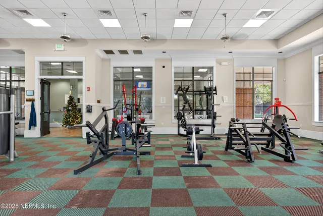 a view of a room with gym equipment