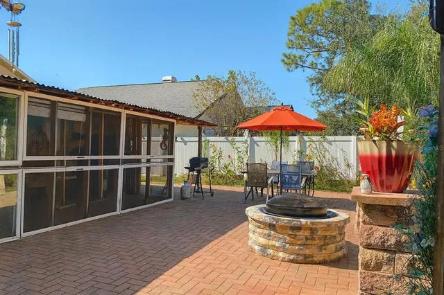 a table and chairs in the patio