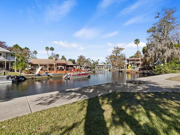 a view of a lake with houses