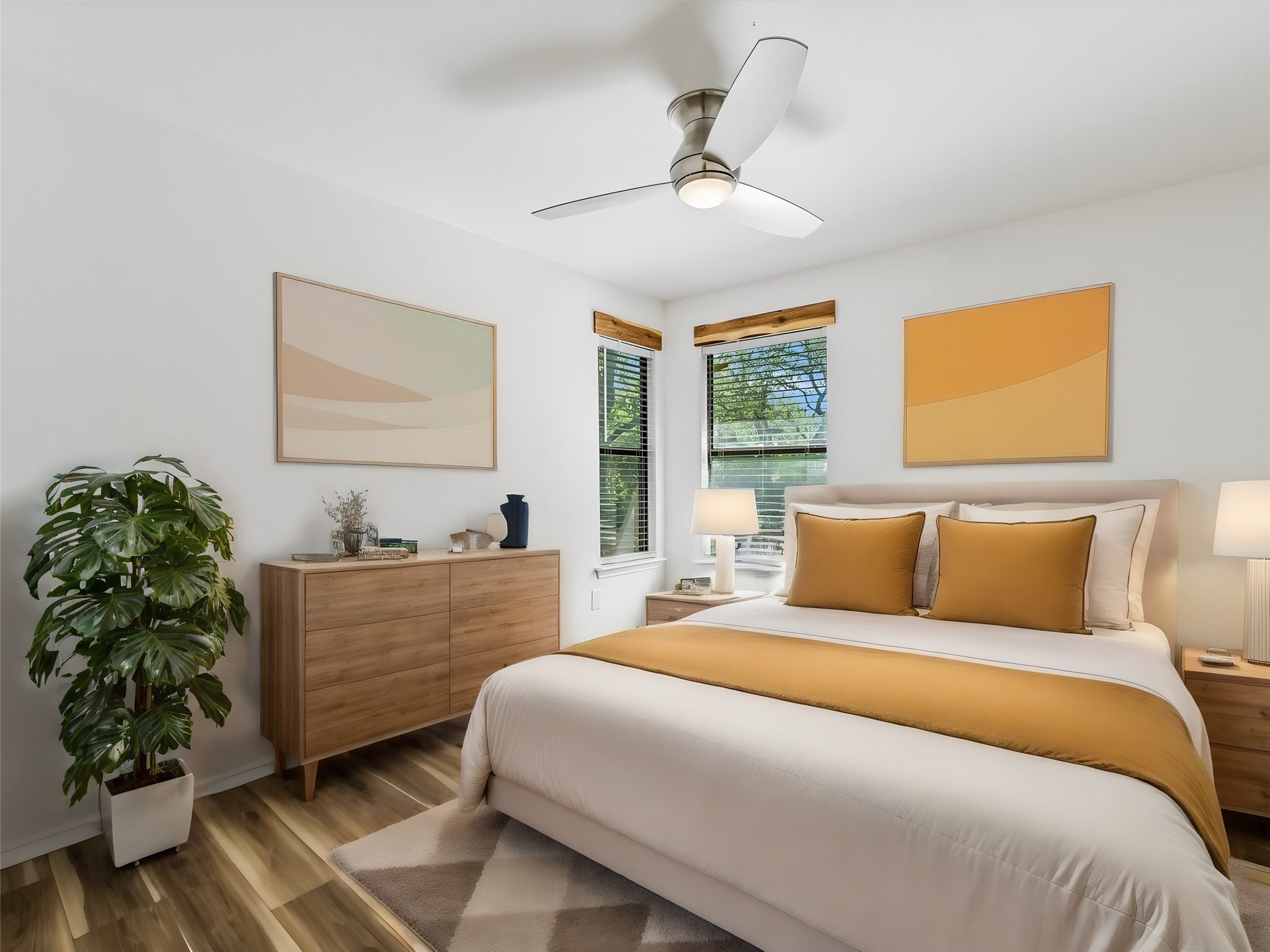 2712 Geronimo Trail Austin, TX 78734 - Photo 19 of 31 a bedroom with a bed and a potted plant