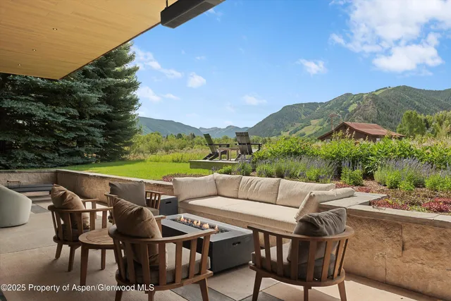 a view of an outdoor seating area