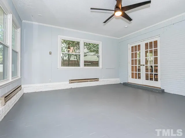 a view of a room that has a window