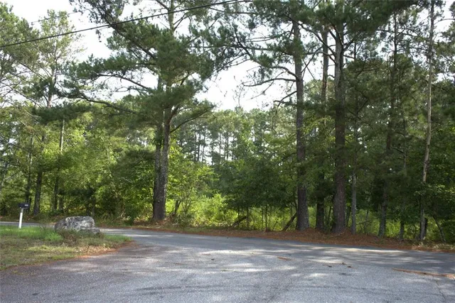 a view of a yard with a tree