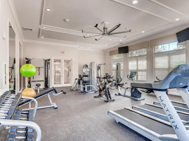 a view of a room with gym equipment