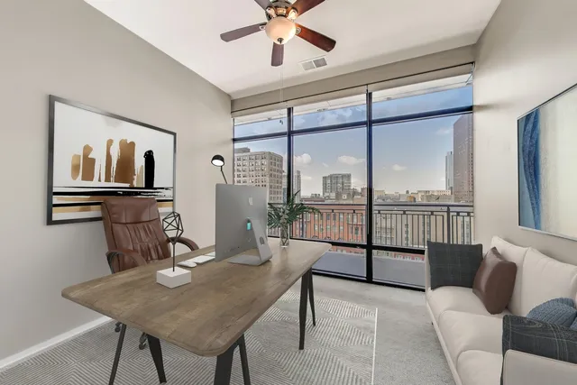 a living room with furniture