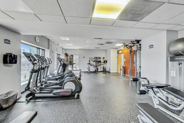 a view of a room with gym equipment