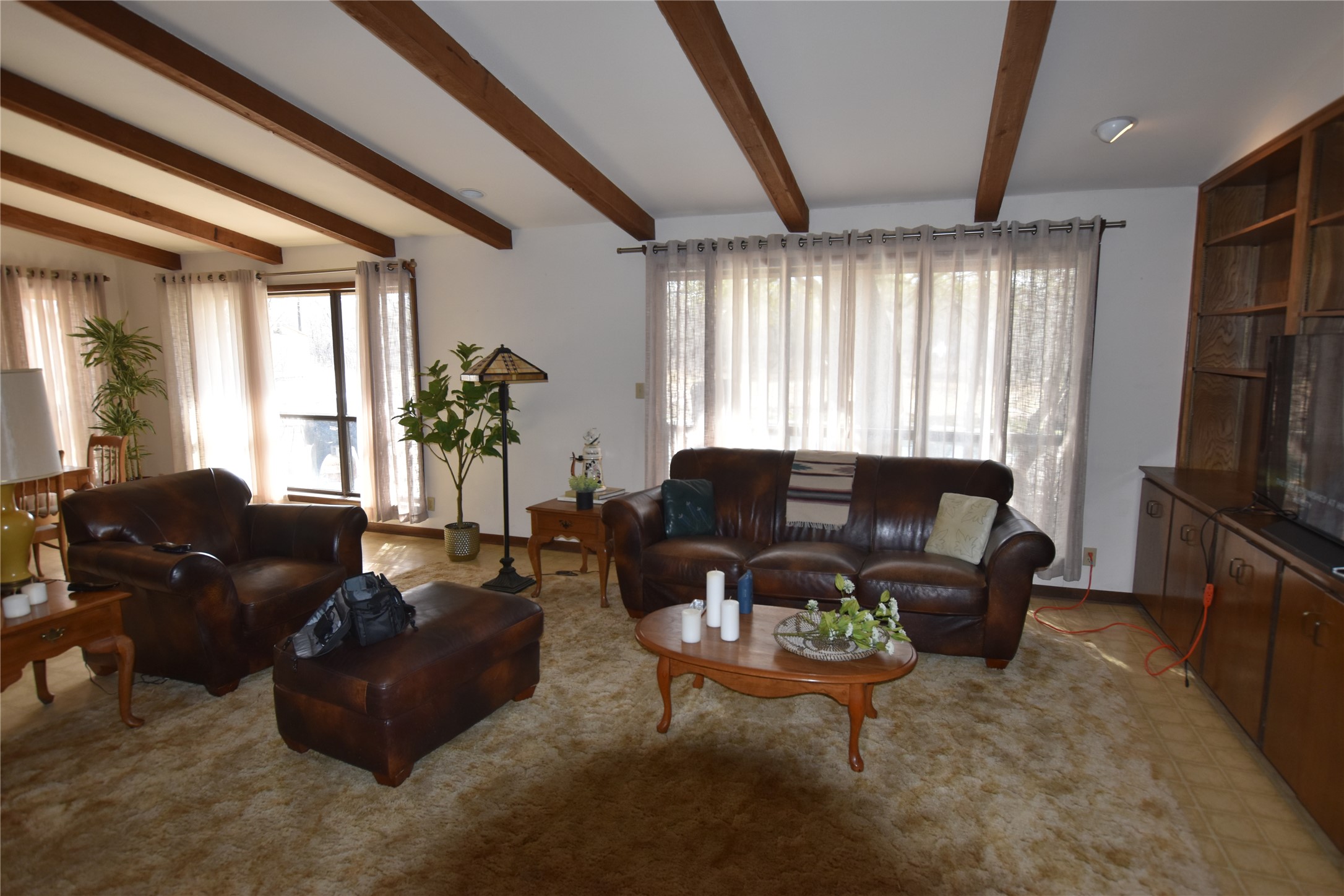 687 Fm 812 Road Red Rock, TX 78662 - Photo 11 of 40 Living room with beam ceiling and plenty of natural light