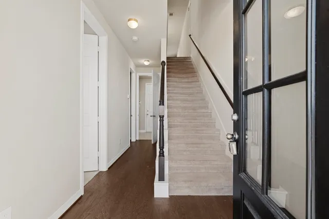 a view of a bathroom with staircase