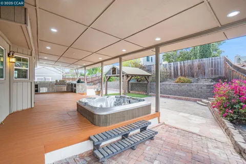 an aerial view of residential house with flower space