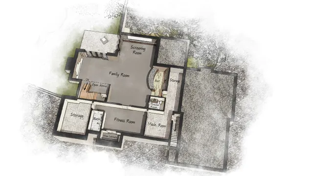 a backyard of a house with lots of green space