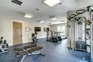a view of a room with gym equipment